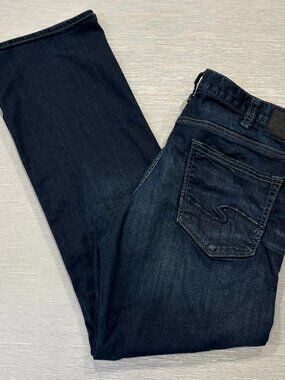 Silver Zac Bootcut Jeans Mens 38 x 36 Relaxed Fit Loose Dark Wash Denim